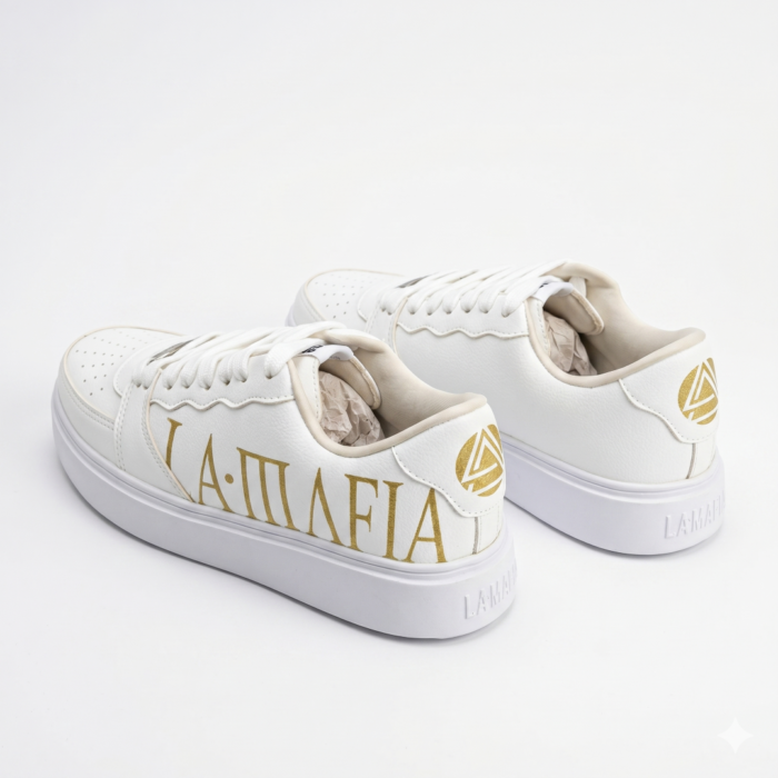 Tênis Feminino Labellamafia Casual Street - Branco e Dourado