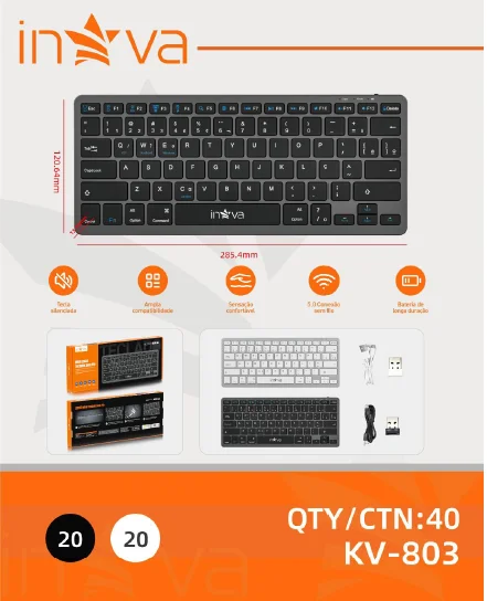 Mini Teclado Sem Fio Bluetooth KV803 - Innova