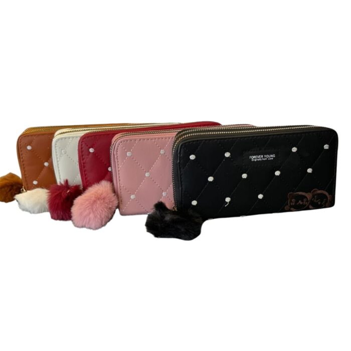 Carteira Feminina Premium Forever Young com Pompom – Cores Sortidas