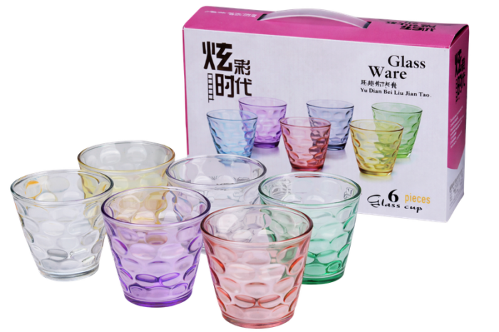 Conjunto com 6 Copos de Vidro Coloridos