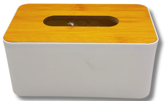 Porta Guardanapo de Plástico com Tampa de Bambu
