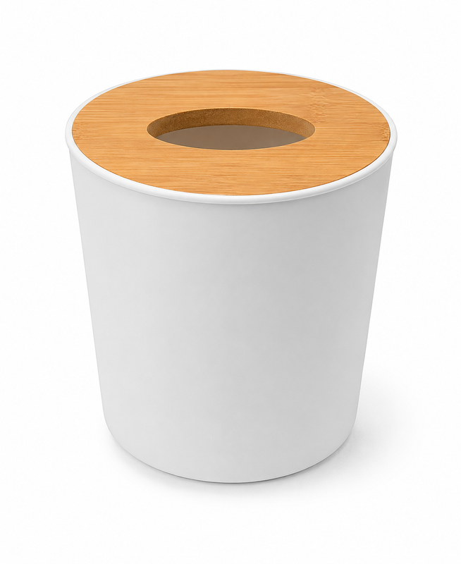 Porta Papel Toalha com Tampa de Bambu