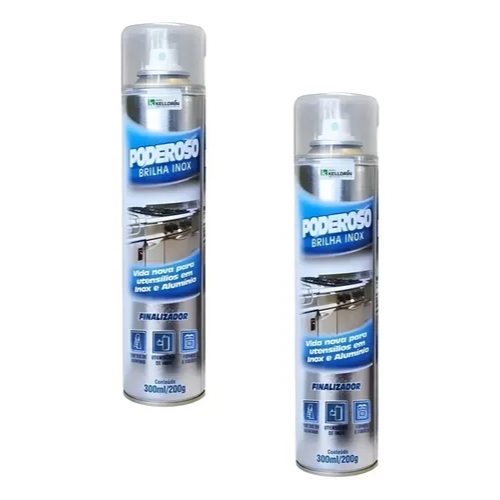 Kit 2x Poderoso Brilha Inox Kelldrin Finalizador Spray 300ml
