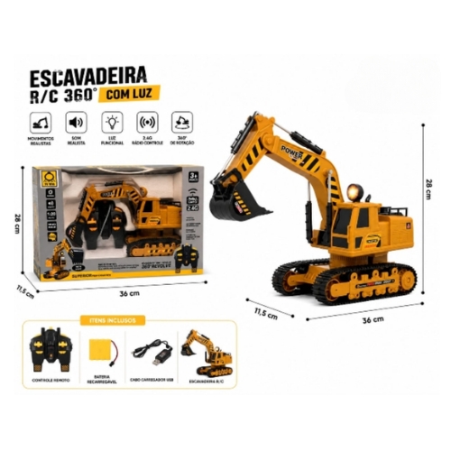 Trator Escavadeira Controle Remoto 360°