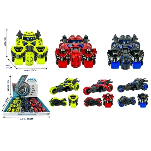 Carro de Metal Fricção Que Lança 2 Motos