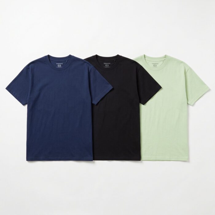 Kit 3 Camisetas Masculinas Plus Size G3 Algodão Penteado – Azul Marinho, Preto e Verde Claro