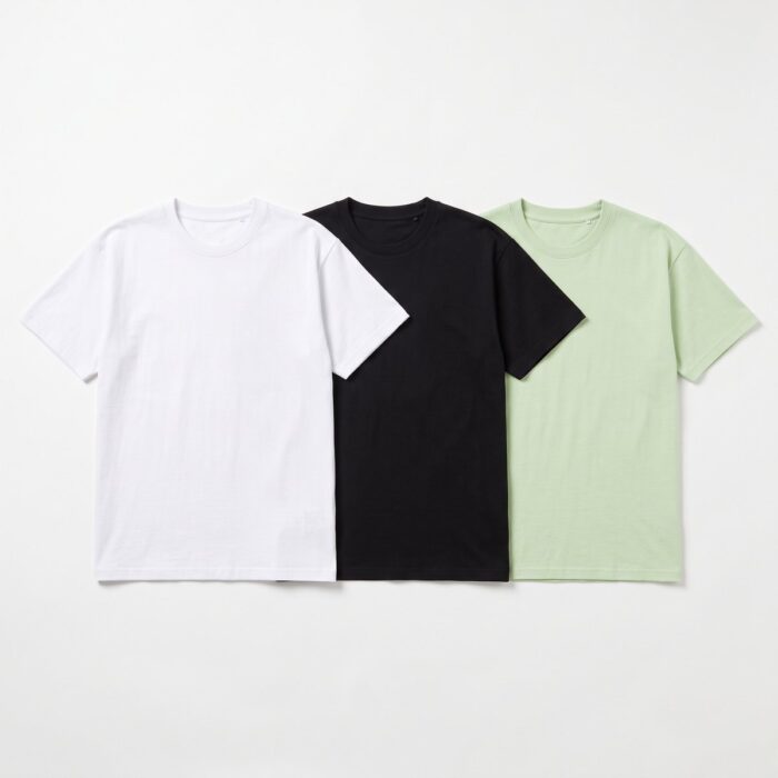 Kit 3 Camisetas Masculinas Plus Size G3 Algodão Penteado – Branco, Preto e Verde Claro