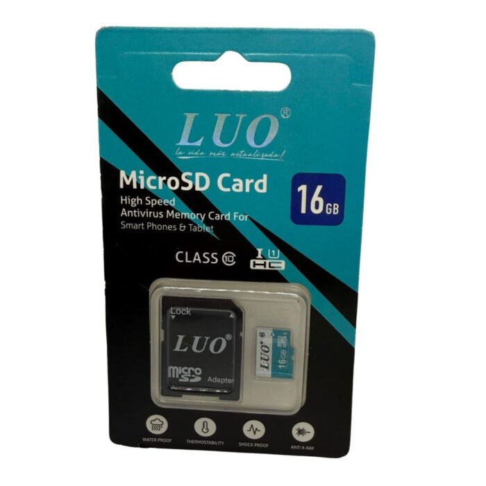 Cartão de Memória Luo 16GB microSD Classe 10 Antivírus + Adaptador