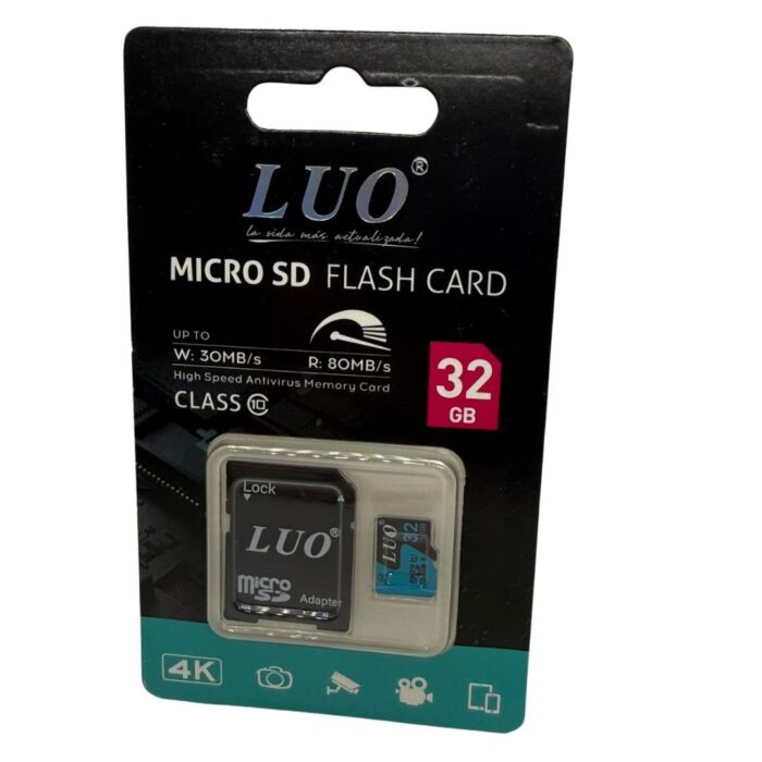 Cartão de Memória Luo 32GB microSD Classe 10 4K + Adaptador