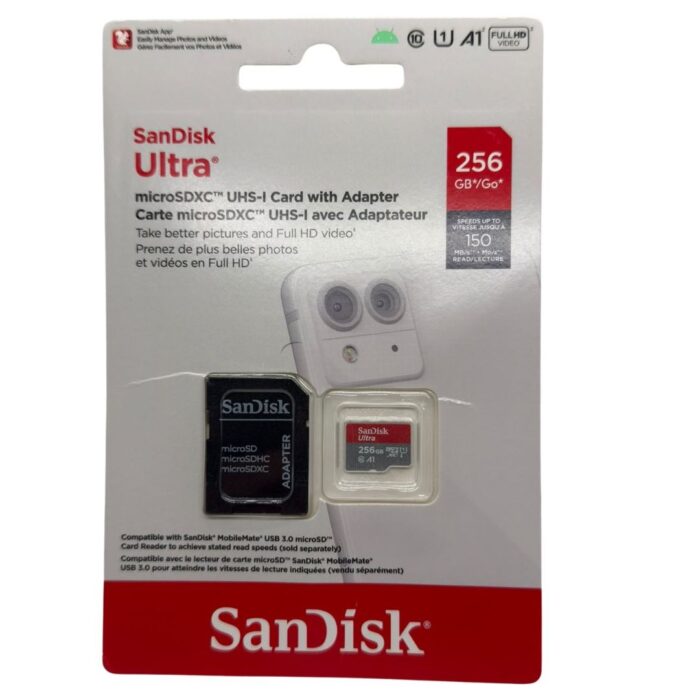 Cartão de Memória SanDisk Ultra microSDXC 256GB Classe 10 A1 150MB/s + Adaptador